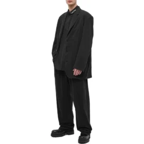 Logo Collar Long Sleeve Button Down Shirt “Black” 671586TYB181000