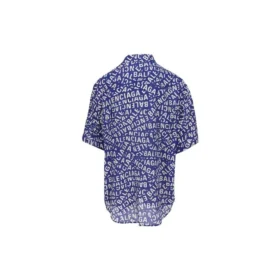 Logo Strips Minimal Silk Shirt “Blue Dirty White” 681813TNL054644