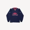 Men’s 3b football long sleeve v-neck t-shirt in dark navy/red