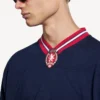 Men’s 3b football long sleeve v-neck t-shirt in dark navy/red