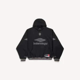 Men’s 3b football polo hoodie in black/anthracite Men’s 3b football polo hoodie in black/anthracite