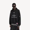 Men’s 3b football polo hoodie in black/anthracite Men’s 3b football polo hoodie in black/anthracite