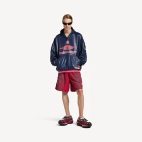 Men’s 3b football polo hoodie in dark navy Men’s 3b football polo hoodie in dark navy