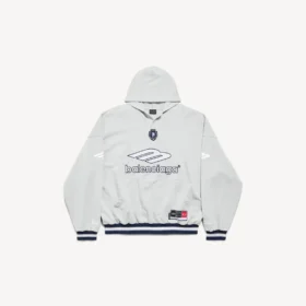 Men’s 3b football polo hoodie in grey/white Men’s 3b football polo hoodie in grey/white
