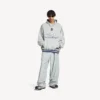 Men’s 3b football polo hoodie in grey/white Men’s 3b football polo hoodie in grey/white