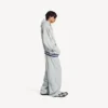 Men’s 3b football polo hoodie in grey/white Men’s 3b football polo hoodie in grey/white