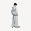 Men’s 3b football polo hoodie in grey/white Men’s 3b football polo hoodie in grey/white