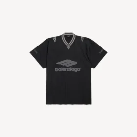 Men’s 3b football v-neck t-shirt oversized in black/anthracite