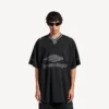 Men’s 3b football v-neck t-shirt oversized in black/anthracite