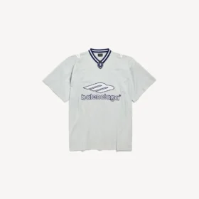 Men’s 3b football v-neck t-shirt oversized in grey/white