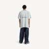 Men’s 3b football v-neck t-shirt oversized in grey/white