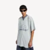 Men’s 3b football v-neck t-shirt oversized in grey/white