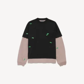 Men’s 520 stickers hybrid double t-shirt in black/green