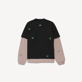 Men’s 520 stickers hybrid double t-shirt in black/green
