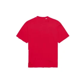 Men”s Balenciaga Alphabet Printing Pattern Hole Round Neck Short Sleeve Red 651795TKVB86295 Men”s Balenciaga Alphabet Printing Pattern Hole Round Neck Short Sleeve Red 651795TKVB86295
