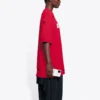 Men”s Balenciaga Alphabet Printing Pattern Hole Round Neck Short Sleeve Red 651795TKVB86295