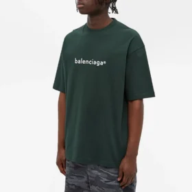 Men”s Balenciaga Alphabet Printing Round Neck Pullover Short Sleeve Green 612966TIV543011 Men”s Balenciaga Alphabet Printing Round Neck Pullover Short Sleeve Green 612966TIV543011