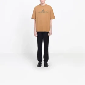 Men”s Balenciaga Alphabet Printing Version Short Sleeve Cream Yellow 594579TGV609605 Men”s Balenciaga Alphabet Printing Version Short Sleeve Cream Yellow 594579TGV609605