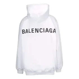 Men”s Balenciaga Back Alphabet hooded Long Sleeves White 556113TAV379000