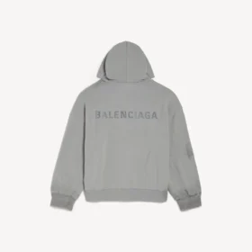 Men’s balenciaga back regular fit zip-up hoodie  in balenciaga grey