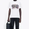 Men”s Balenciaga Band Portrait Printing Logo Retro Short Sleeve White 612966TIV479000