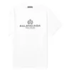 Men”s Balenciaga BB Paris Printing Round Neck Short Sleeve Retro Version White 594579TGV609000