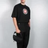 Men”s Balenciaga BLogo Printing Short Sleeve Black 612966TJVD61000