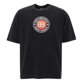 Men”s Balenciaga Circular BB Alphabet Logo Short Sleeve Black 641614TJV761000 Men”s Balenciaga Circular BB Alphabet Logo Short Sleeve Black 641614TJV761000