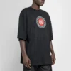 Men”s Balenciaga Circular BB Alphabet Logo Short Sleeve Black 641614TJV761000