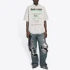 Men”s Balenciaga Cotton Loose Short Sleeve Shirt Gray 664627TKM102967
