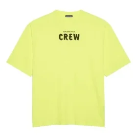 Men”s Balenciaga Crew Alphabet Printing Short Sleeve Fluorescent Green 620969TIVG97072 Men”s Balenciaga Crew Alphabet Printing Short Sleeve Fluorescent Green 620969TIVG97072