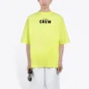 Men”s Balenciaga Crew Alphabet Printing Short Sleeve Fluorescent Green 620969TIVG97072
