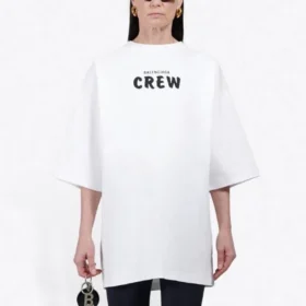 Men”s Balenciaga Crew Printing Short Sleeve White 620941TIV749040 Men”s Balenciaga Crew Printing Short Sleeve White 620941TIV749040