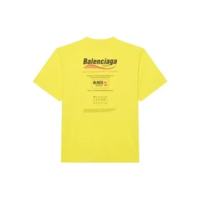 Men”s Balenciaga Dry Cleaning Boxy Logo Printing Loose Short Sleeve Yellow 651795TKVF87175 Men”s Balenciaga Dry Cleaning Boxy Logo Printing Loose Short Sleeve Yellow 651795TKVF87175