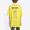 Men”s Balenciaga Dry Cleaning Boxy Logo Printing Loose Short Sleeve Yellow 651795TKVF87175