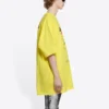 Men”s Balenciaga Dry Cleaning Boxy Logo Printing Loose Short Sleeve Yellow 651795TKVF87175