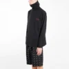 Men”s Balenciaga Embroidered Logo Half Zipper High Collar Black 486144TWK521000