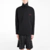 Men”s Balenciaga Embroidered Logo Half Zipper High Collar Black 486144TWK521000