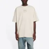 Men”s Balenciaga FW21 Alphabet Printing Short Sleeve Beige 651795TJV909054