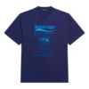 Men”s Balenciaga FW21 Dry Cleaning Alphabet Printing Retro Knit Short Sleeve Navy Blue 651795TKVF83866