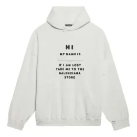 Men”s Balenciaga FW21 Hi My Name Is Alphabet Pattern Long Sleeves White 651799TKVF29081 Men”s Balenciaga FW21 Hi My Name Is Alphabet Pattern Long Sleeves White 651799TKVF29081