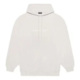 Men”s Balenciaga FW21 Logo Alphabet Printing hooded Long Sleeves Creamy White 570811TIV552970