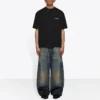 Men”s Balenciaga FW21 Logo Printing Retro Short Sleeve Black 612966TIVG51070