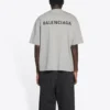 Men”s Balenciaga FW21 Logo Printing Retro Short Sleeve Gray 612966TIVG51167