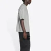 Men”s Balenciaga FW21 Logo Printing Retro Short Sleeve Gray 612966TIVG51167