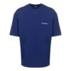 Men”s Balenciaga FW21 Logo Round Neck Pullover Short Sleeve Blue 612966TIVG53967