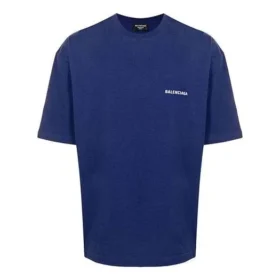 Men”s Balenciaga FW21 Logo Round Neck Pullover Short Sleeve Blue 612966TIVG53967 Men”s Balenciaga FW21 Logo Round Neck Pullover Short Sleeve Blue 612966TIVG53967