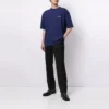 Men”s Balenciaga FW21 Logo Round Neck Pullover Short Sleeve Blue 612966TIVG53967
