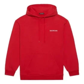 Men”s Balenciaga FW21 Loose Logo hooded Long Sleeves Red 600583TIV846540