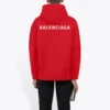 Men”s Balenciaga FW21 Loose Logo hooded Long Sleeves Red 600583TIV846540